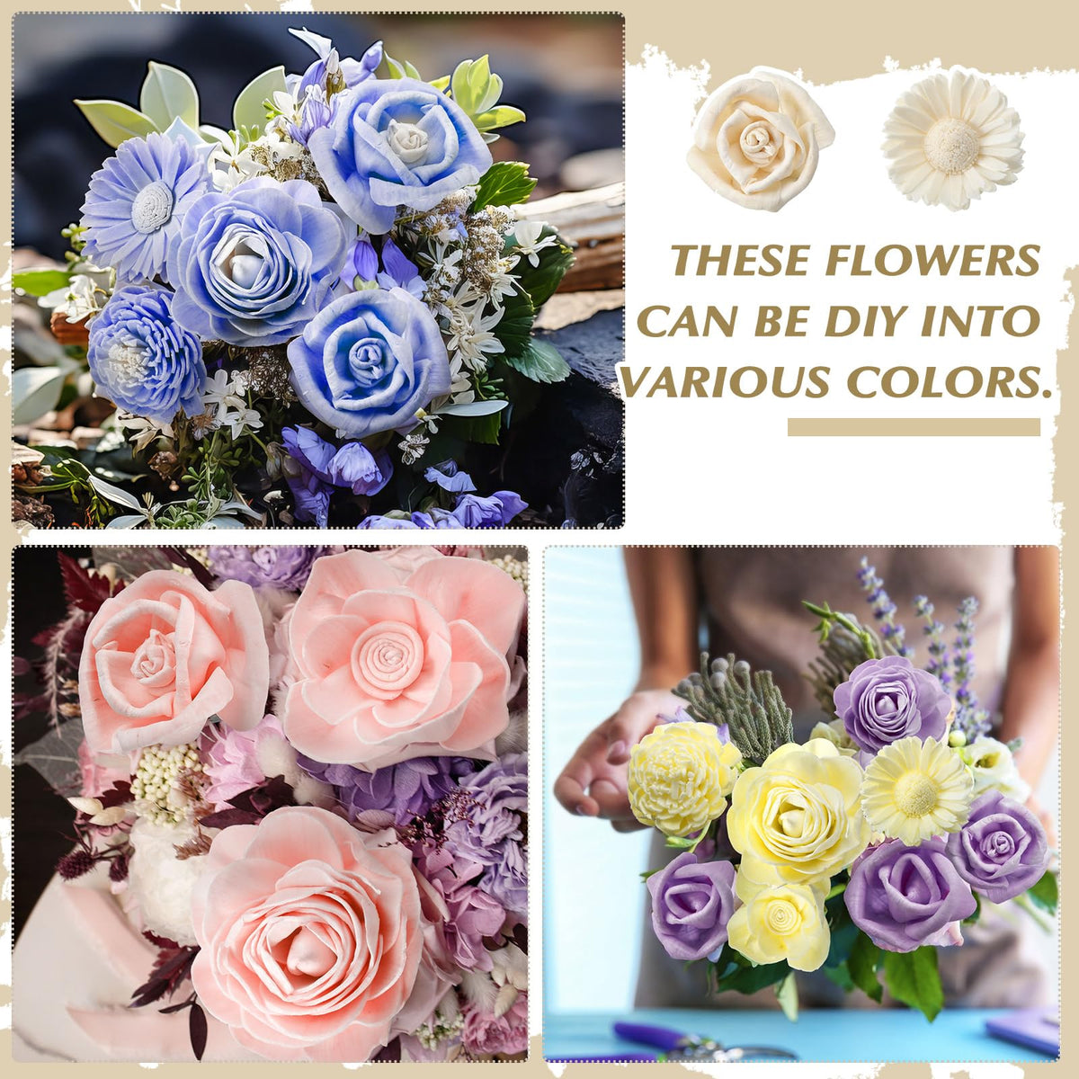 AceOrbit cream white sola flowers for wreaths and home decor.