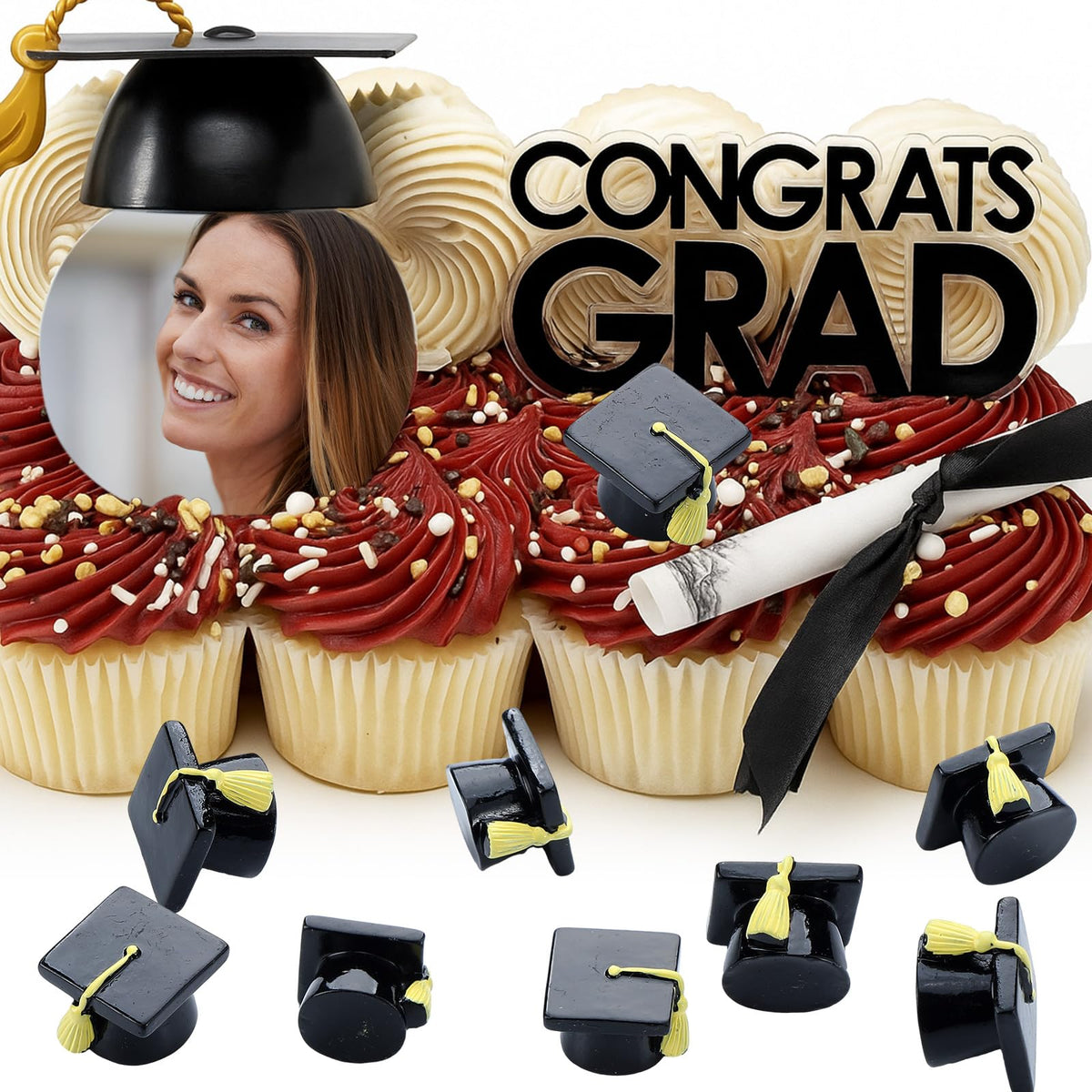 AceOrbit gold-tassel grad cap topper enhances party decor and keepsakes.