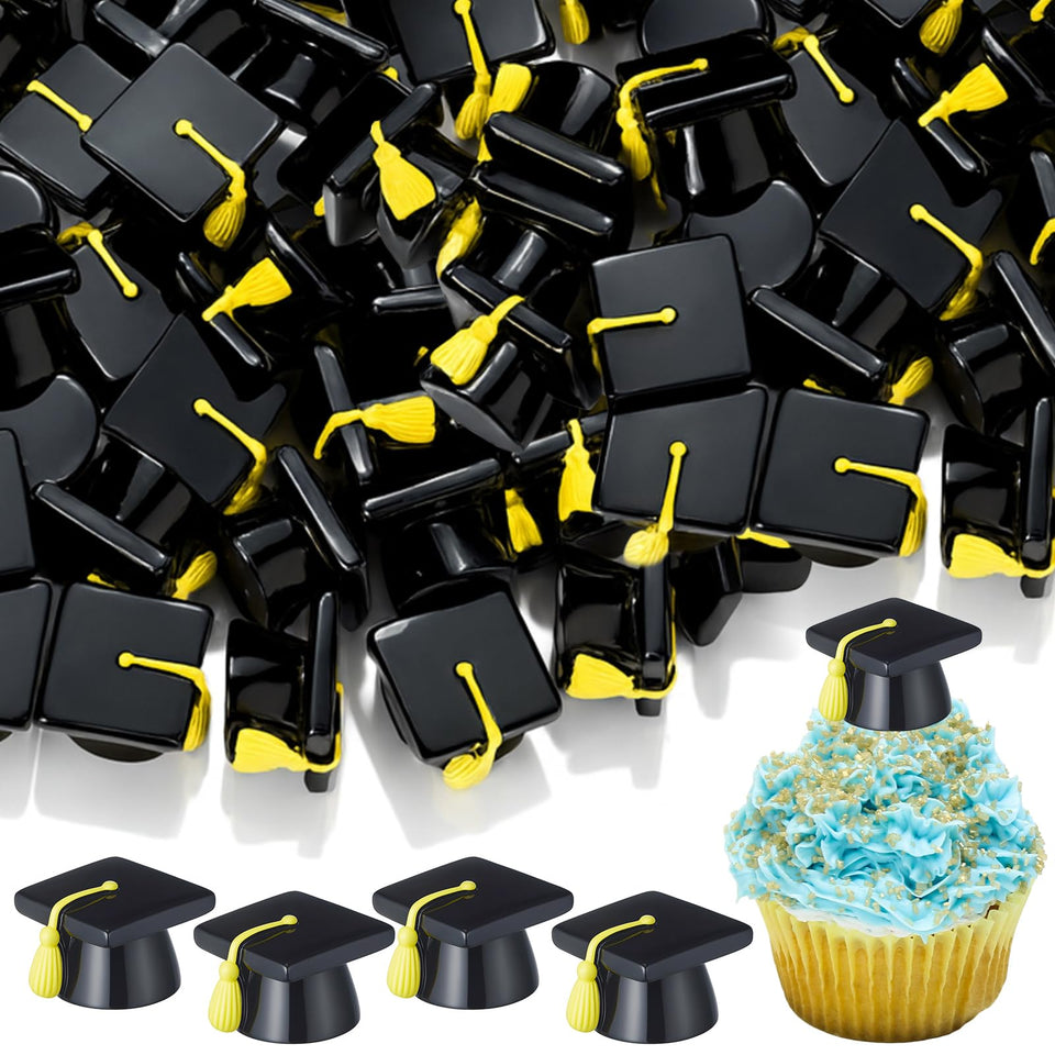 AceOrbit mini graduation cap figure with gold tassel for elegant cake toppers.