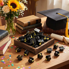 AceOrbit tiny graduation cap figurine completes centerpieces with durable resin.