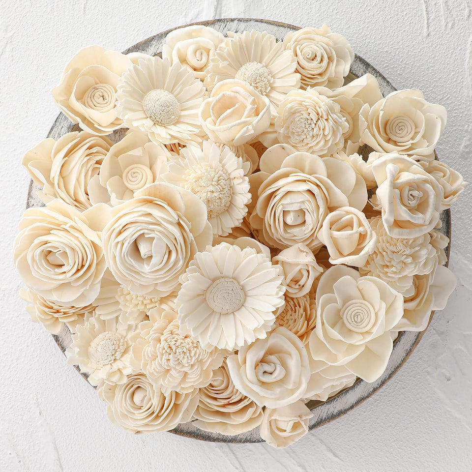 AceOrbit Sola flowers set in cream white, ideal for DIY bouquets.