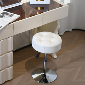 ACEQLYT vanity stool swivel mechanism enables easy side-to-side makeup access.
