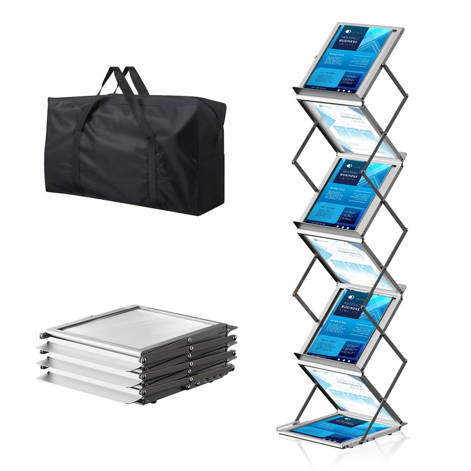 AceShow six-pocket foldable rack with aluminum frame for trade shows.