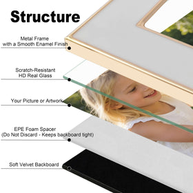 ACHAVINM real glass front frame delivers crystal-clear photo display.