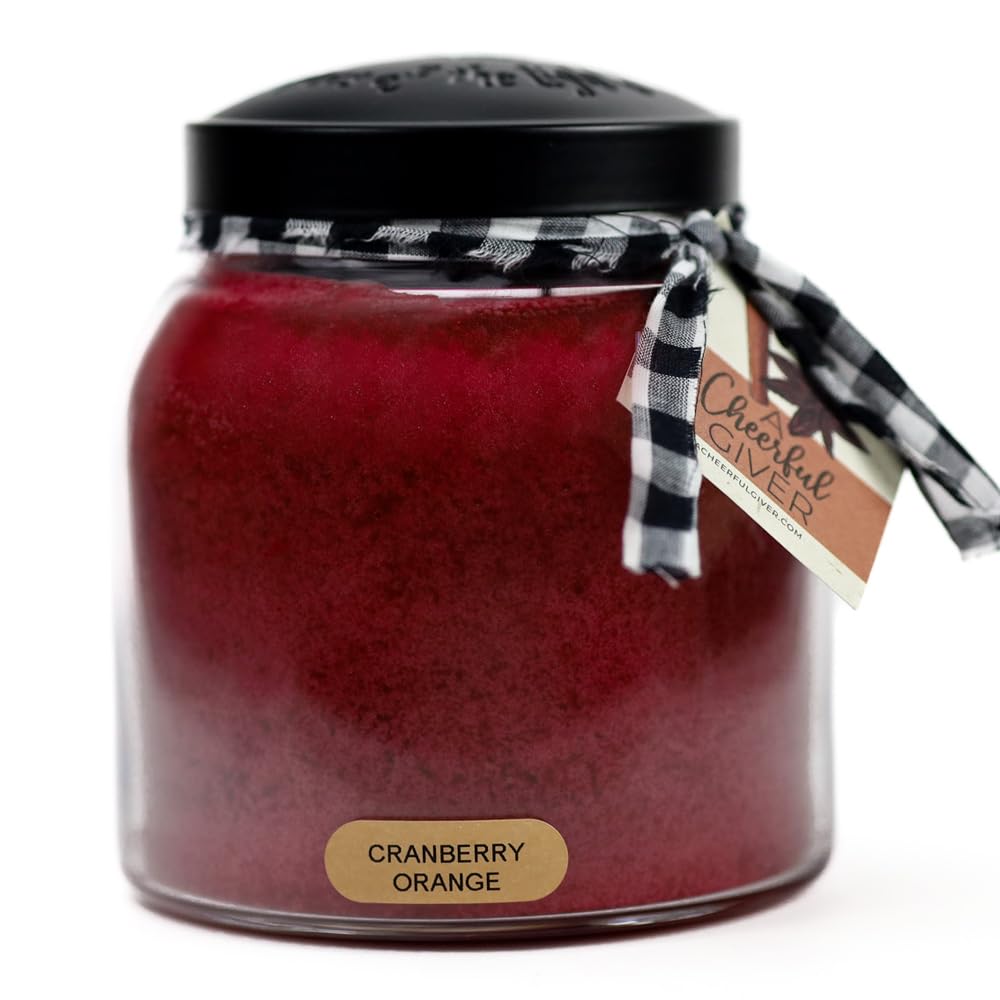 A Cheerful Giver Cranberry Orange 34oz jar front view, ideal centerpiece for cozy evenings