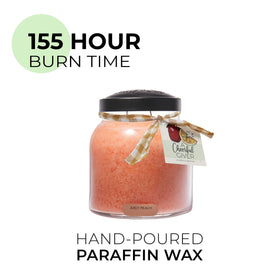 Ribbon accent enhances gift-worthy presentation for A Cheerful Giver candle.