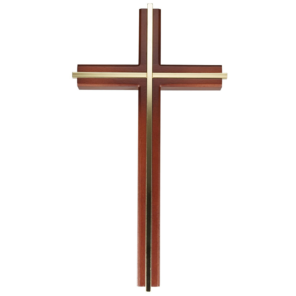 ACHIBANG 10-inch wooden cross wall mount with warm beechwood finish for cozy decor.