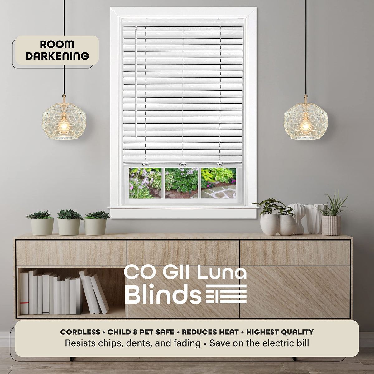 ACHIM Luna white 2-inch slats provide clean light control