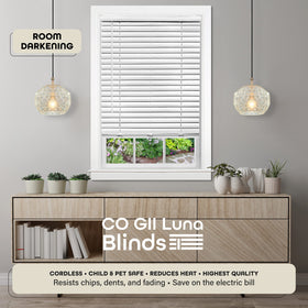 ACHIM Luna white 2-inch slats provide clean light control