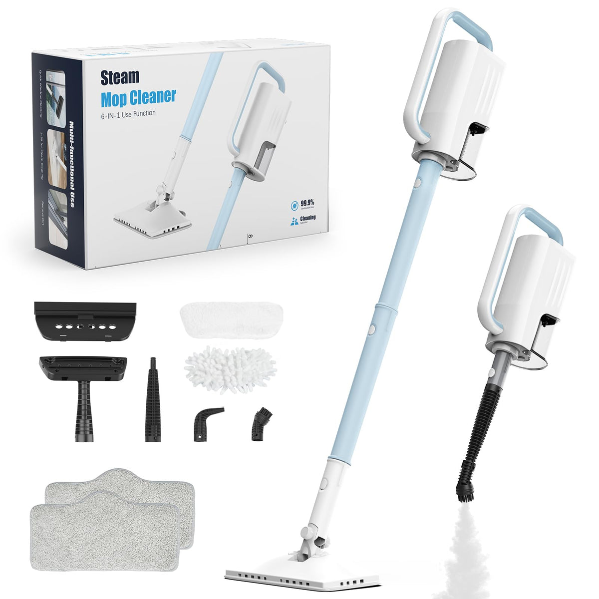 ACHTFACH steam mop sapphire blue for quick floor cleaning