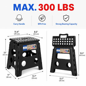 ACKO 2PACK folding stool anti-slip surface, secure footing on indoor floors.
