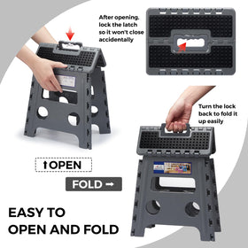 ACKO folding step stool open on kitchen counter for easy reach