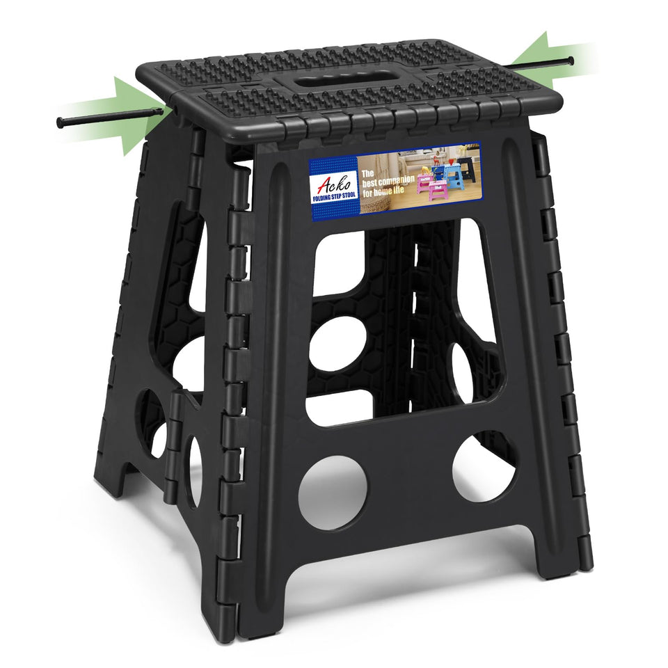 ACKO folding step stool 16-inch dot black offers sturdy height access