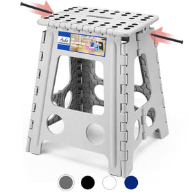 ACKO folding step stool 16-inch open with handle offers stable access for high shelves.