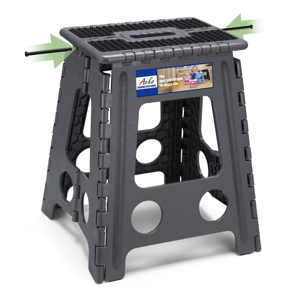 ACKO folding step stool open 16-inch height for kitchen tasks