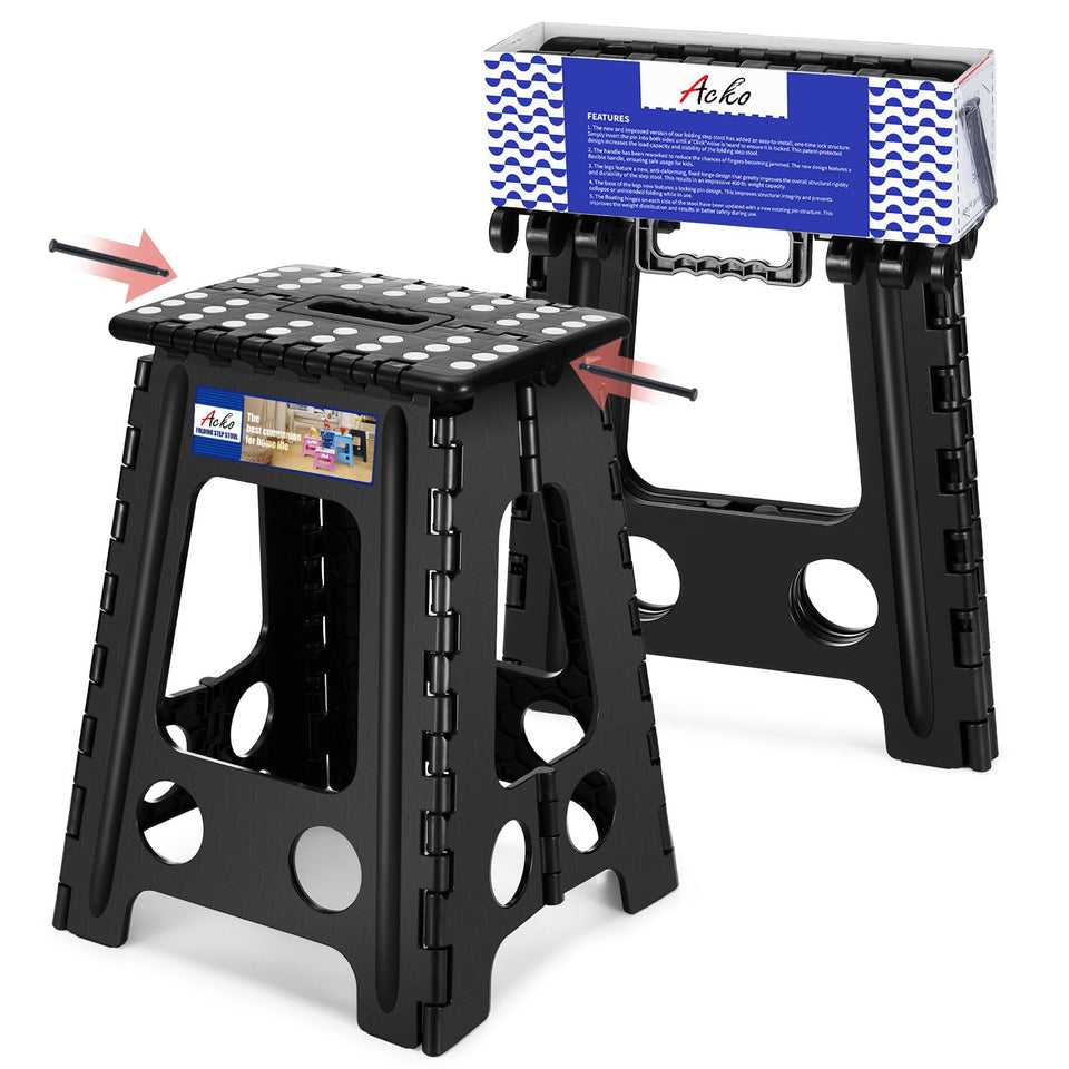 ACKO folding step stool 17.5-inch with handle for easy reach.