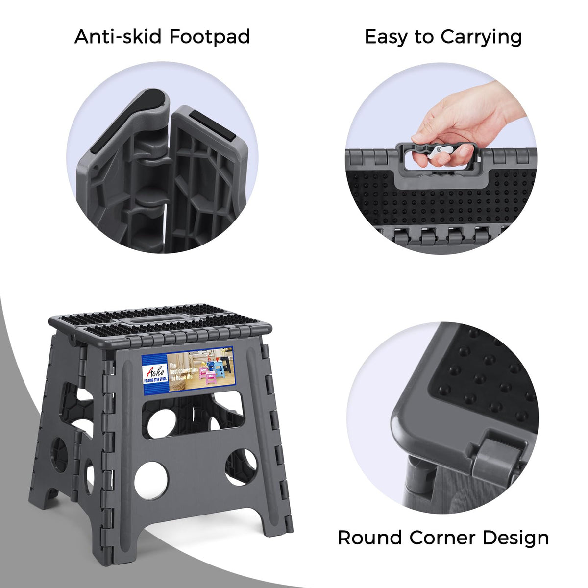 ACKO folding step stool compact storage saves space