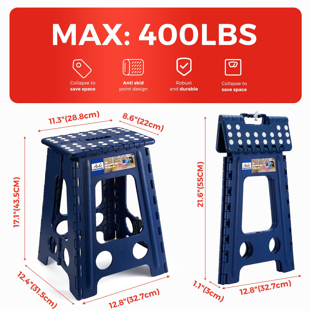 ACKO folding step stool ideal for kitchen tasks and pantry reach