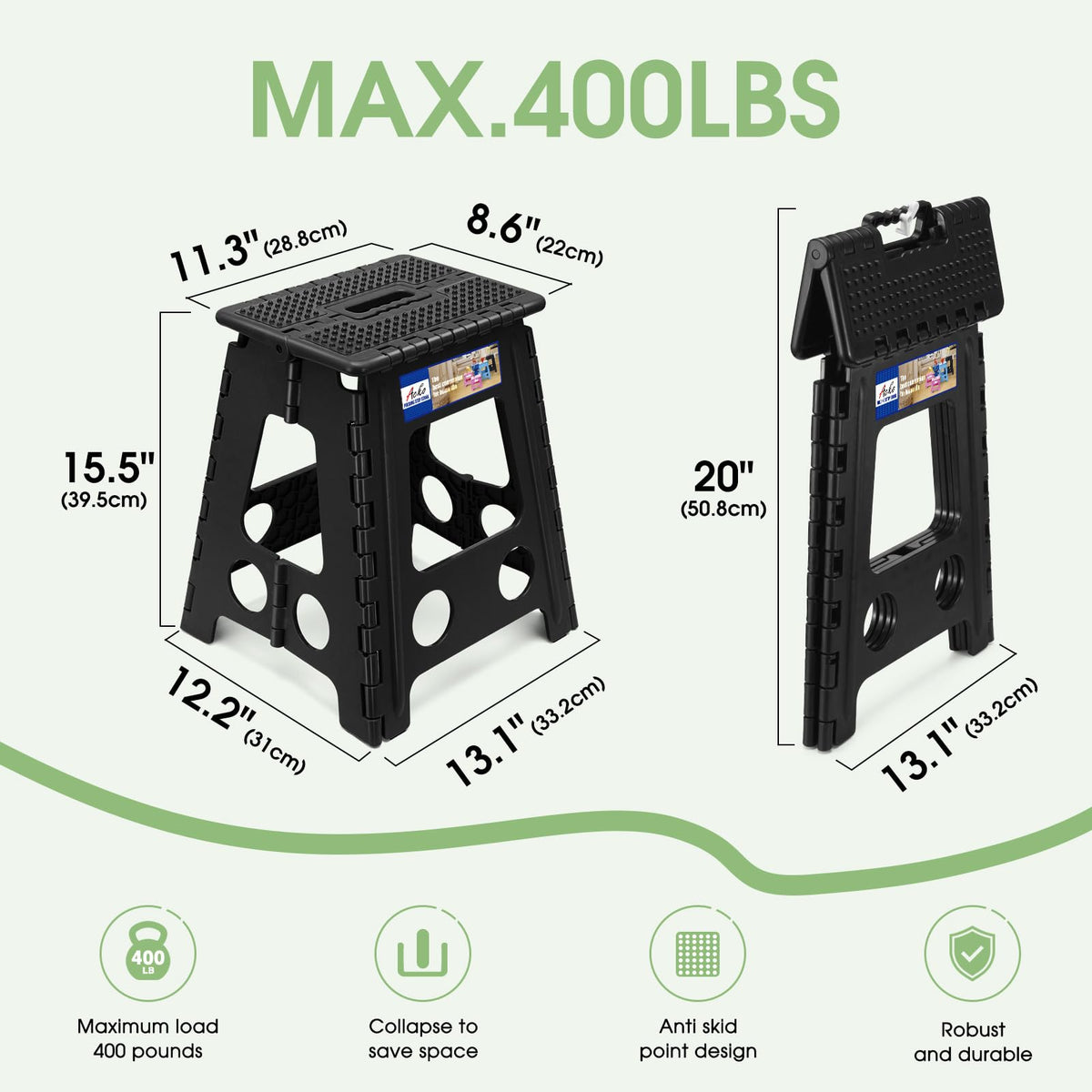 ACKO folding step stool with non-slip surface improves safety during reaching