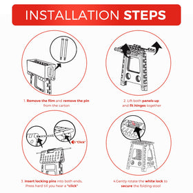 ACKO folding step stool suitable for indoor and outdoor use in white