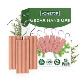 ACMETOP cedar hangers 15-pack for closet organization and fabric care.