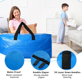 Acnusik moving bags with top zipper opened wide for easy loading.