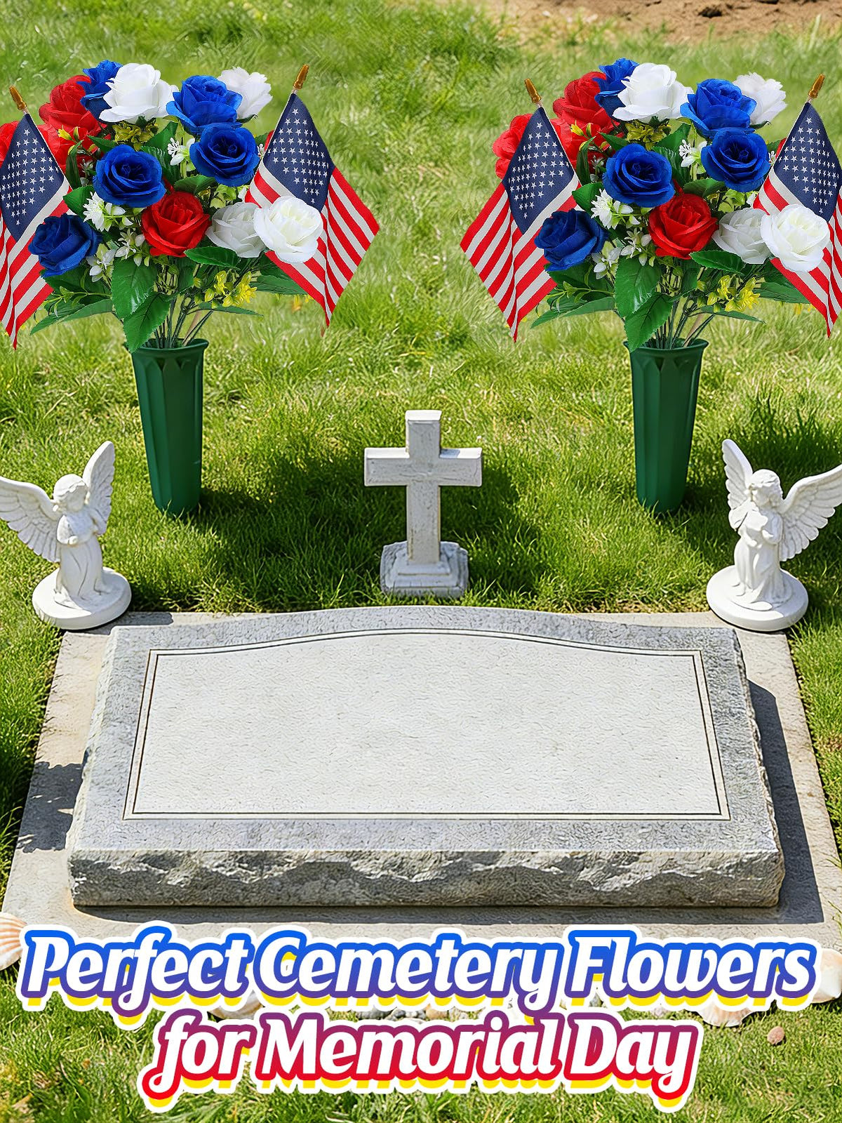 Acostop four US flags included for dignified grave display