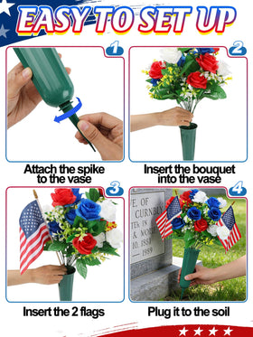 Acostop patriotic grave decor suitable for veterans memorials