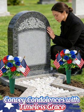Acostop two bouquets and two vases for easy cemetery setup