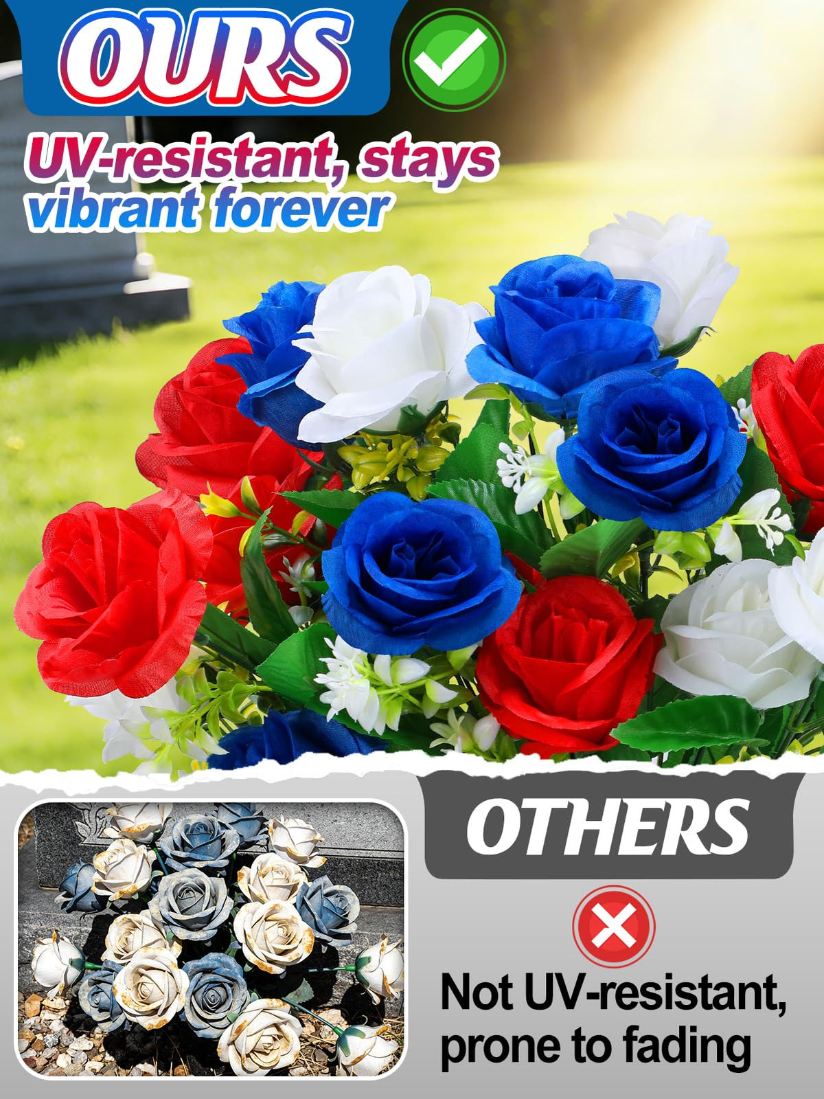 Acostop weatherproof grave flowers stay vibrant in sun and rain