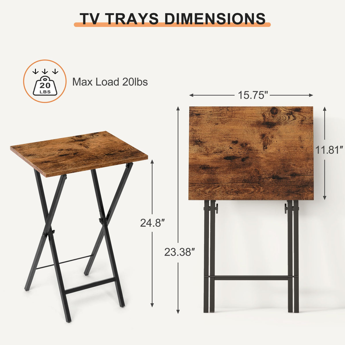 Acovy TV Tray Table rustic MDF panel design