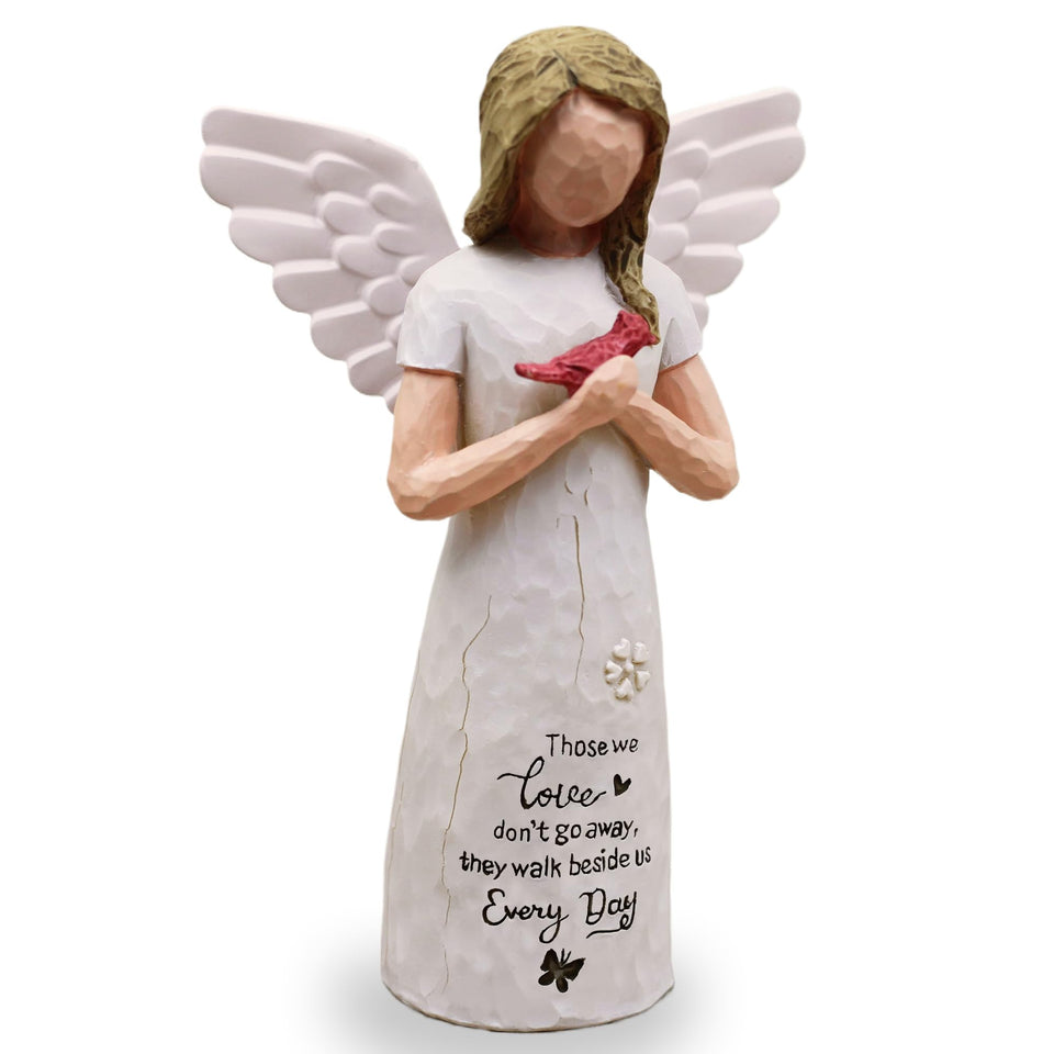AcowSpt Cardinal angel figurine, front view, a comforting memorial keepsake