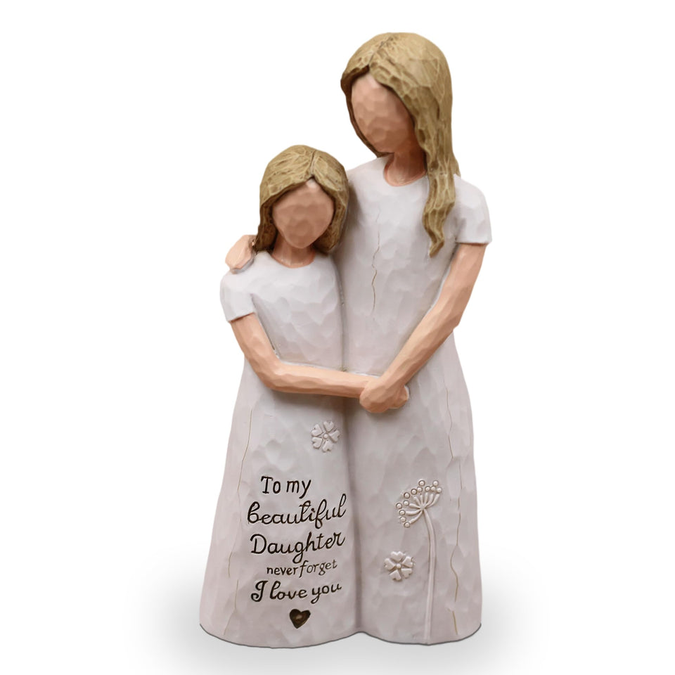 AcowSpt daughter gifts from mom sculpture showing an embrace, ideal keepsake.
