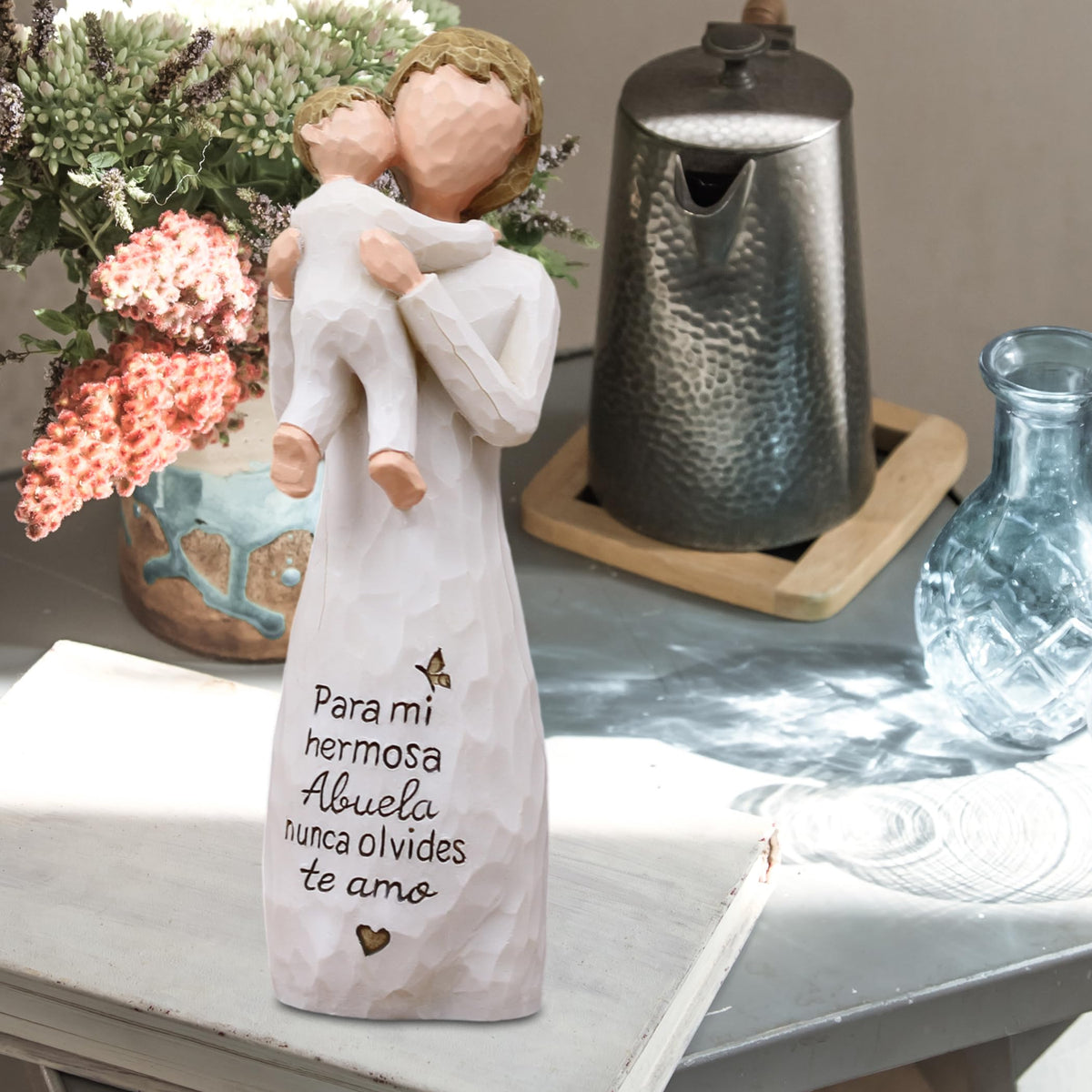 AcowSpt living room decor grandmother figurine adds warm family ambiance.