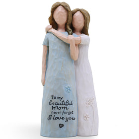 AcowSpt mom-daughter-embrace figurine highlights a tender bond, ideal for a mom's birthday.