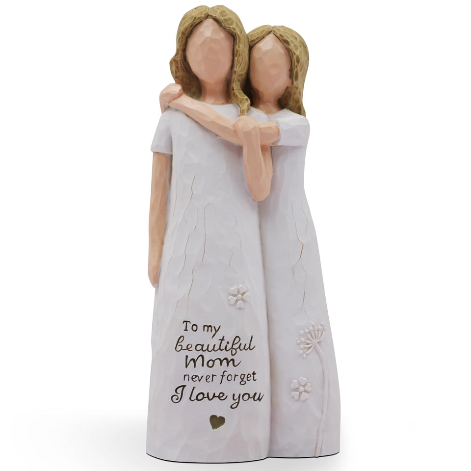 AcowSpt mom-daughter-embrace figurine captures tender bond for birthday or Mother's Day gifts.