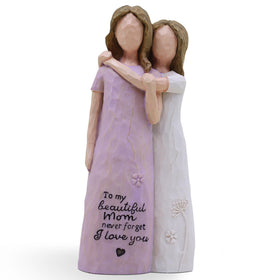 AcowSpt mom-daughter figurine hand-painted detail showcases affectionate bond for display.