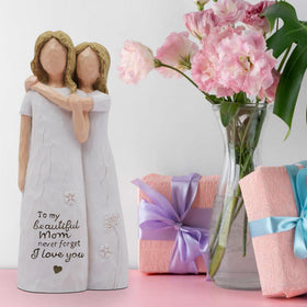 AcowSpt mother-daughter-heads-together figurine showcases proximity and warmth for home decor.