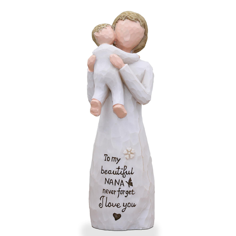 AcowSpt Nana Gifts figurine with inscription and embrace, a touching keepsake for grandma and grandkids.