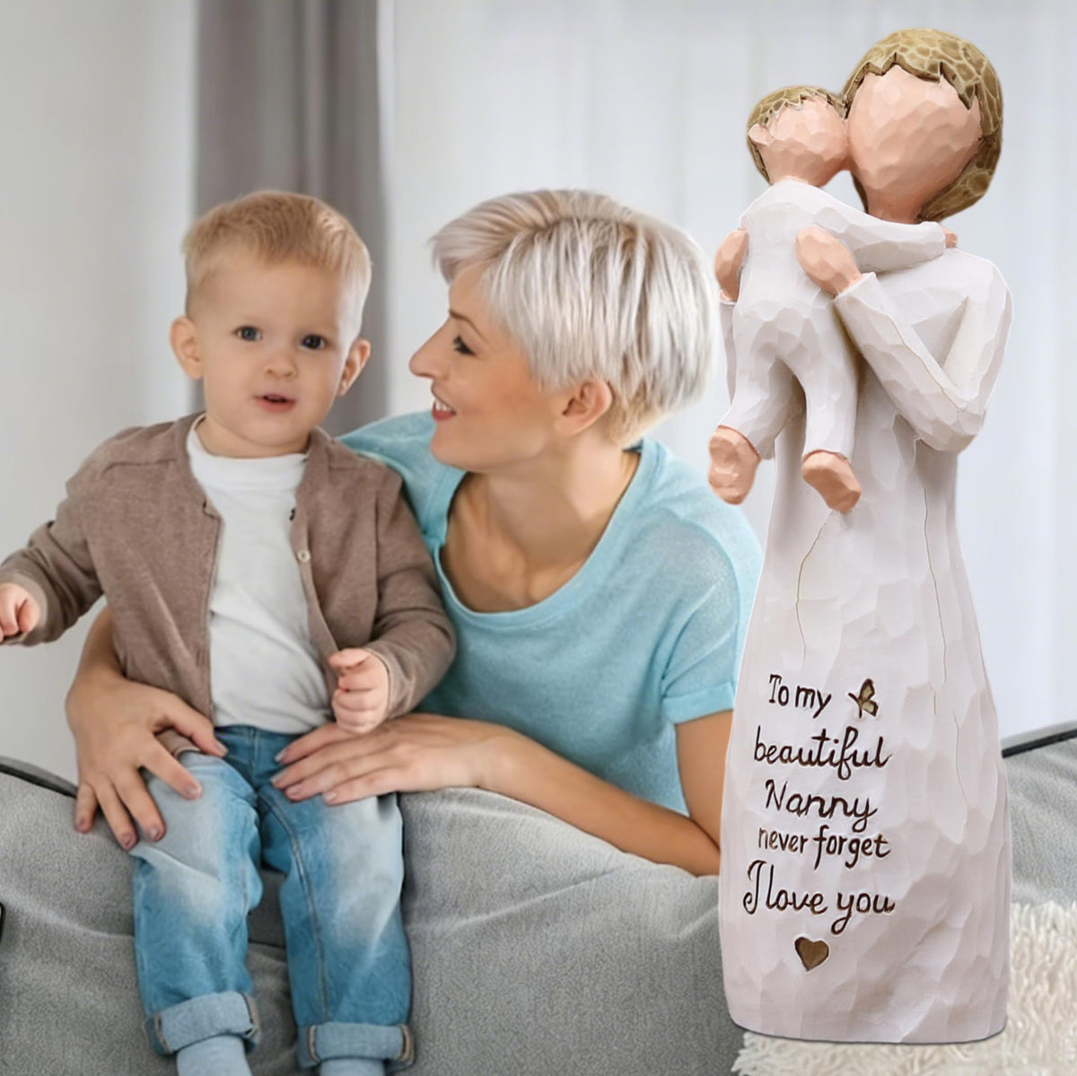 AcowSpt grandkids hug figurine adds cozy charm to any living space