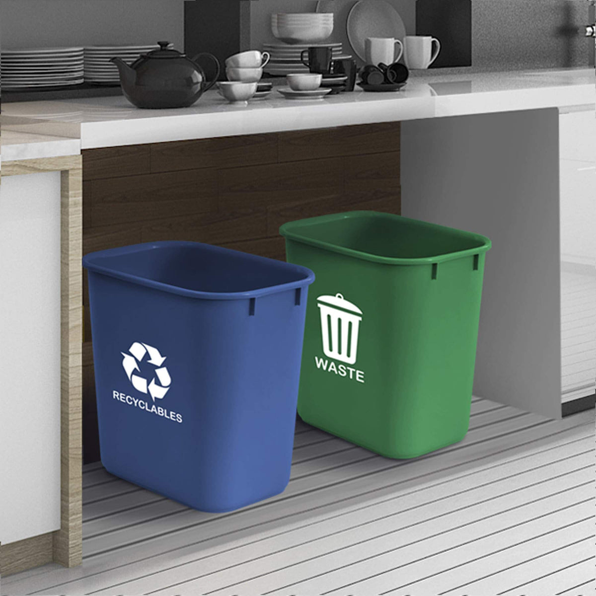 Acrimet two-bin set stacked neatly to save space.