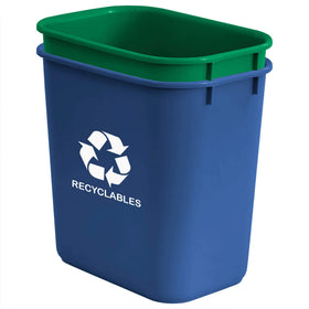 Acrimet blue recyclables bin clearly labeled for simple recycling.