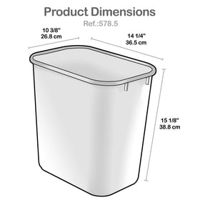 Acrimet wastebasket set showing 6.75 gallon capacity in a compact footprint.