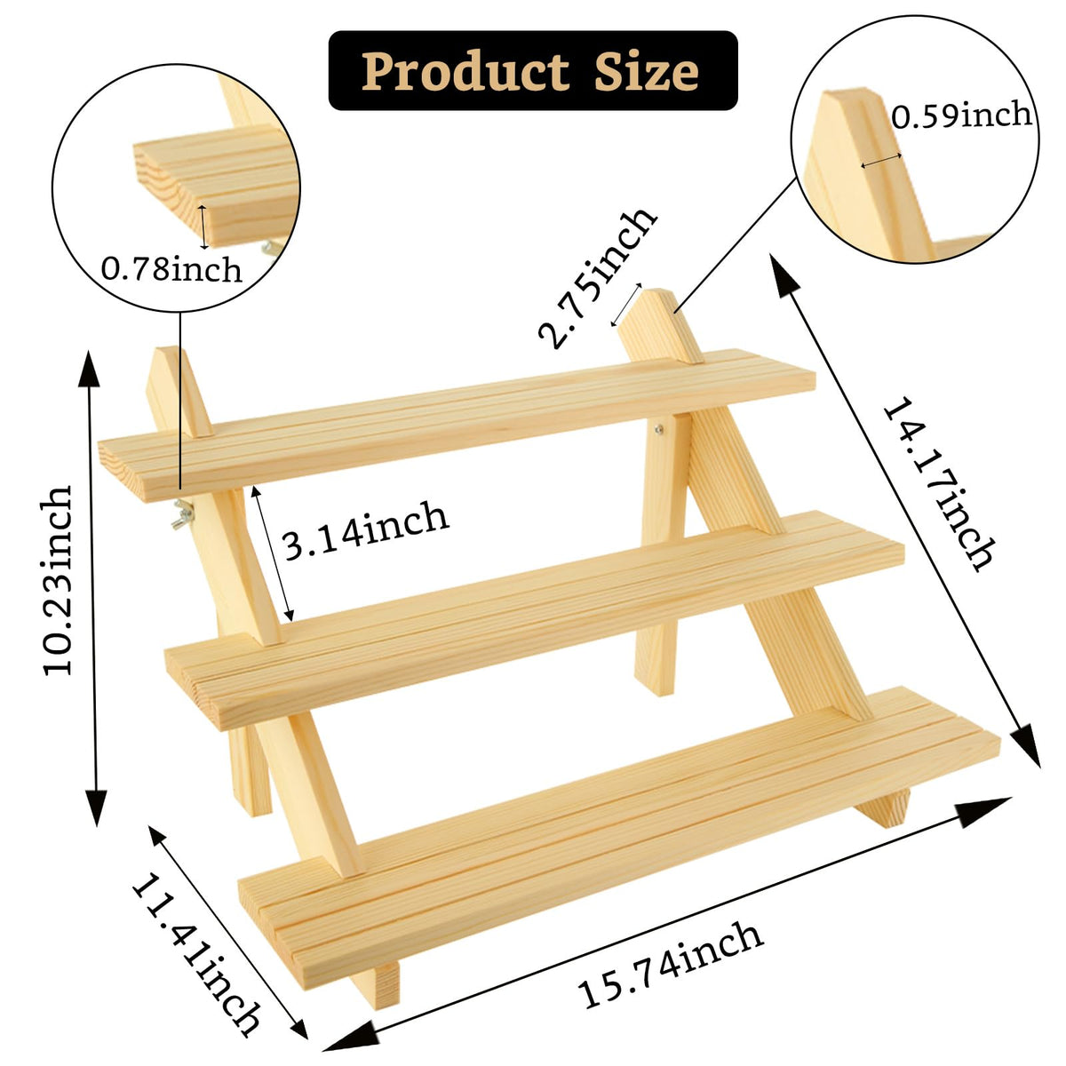 Acrux7 wooden earring display stand, three-tier design for retail displays.