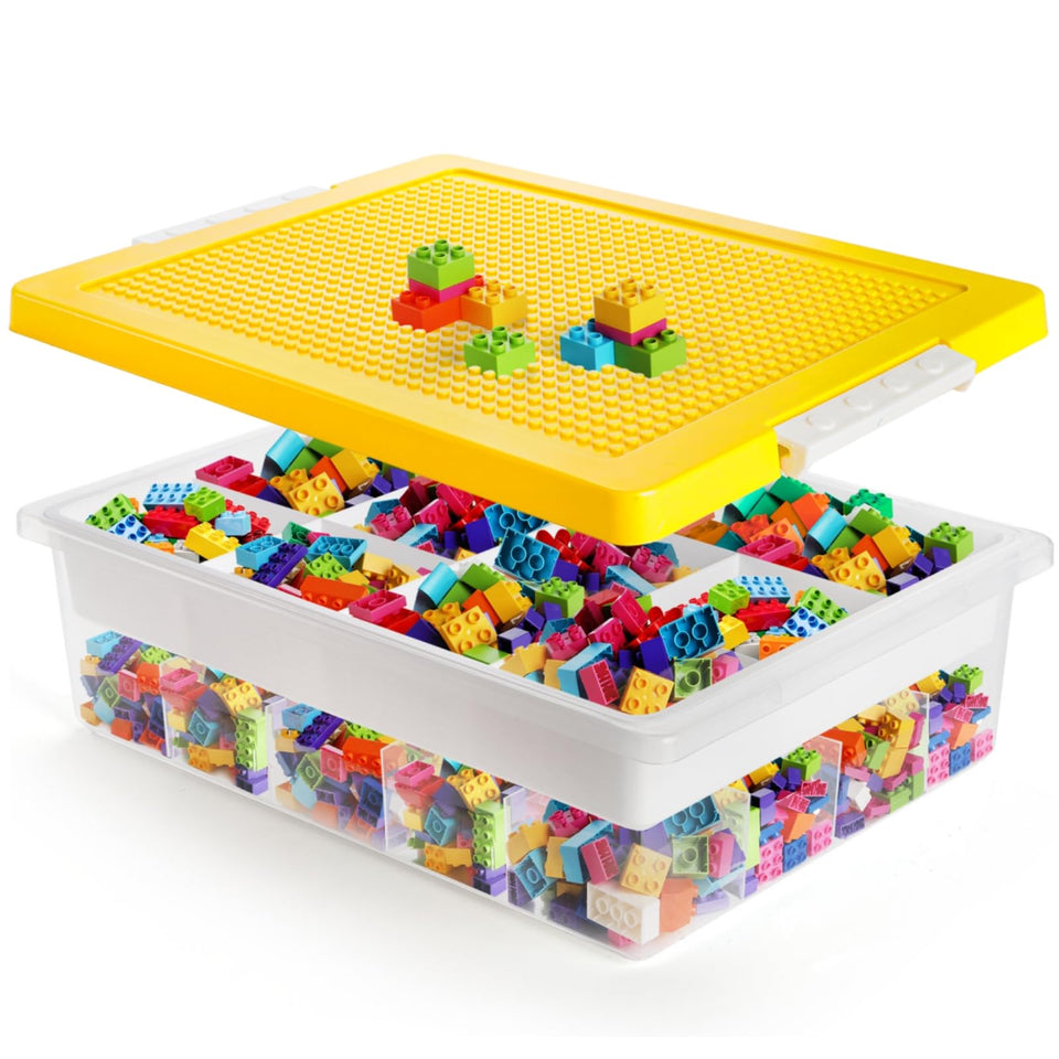 Acshio building block organizer bin with two-layer design for organized toy storage