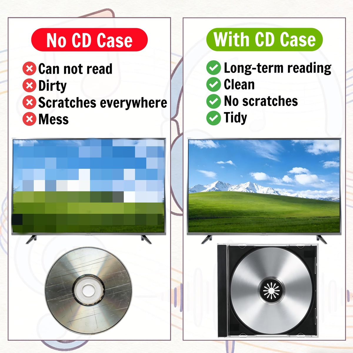 Acshio durable plastic cover shields CDs from scratches and dust