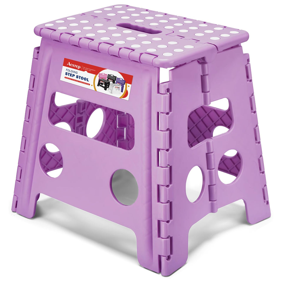 ACSTEP 13-inch folding step stool showing compact design for easy storage and quick access.