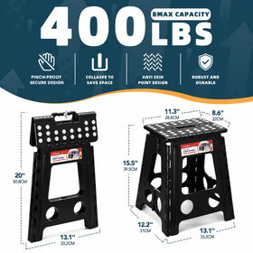 ACSTEP folding step stool open with handle for easy use
