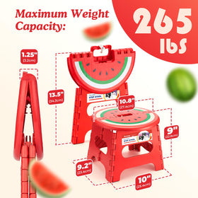 ACSTEP folding step stool 9-inch watermelon red side view showcasing compact fold