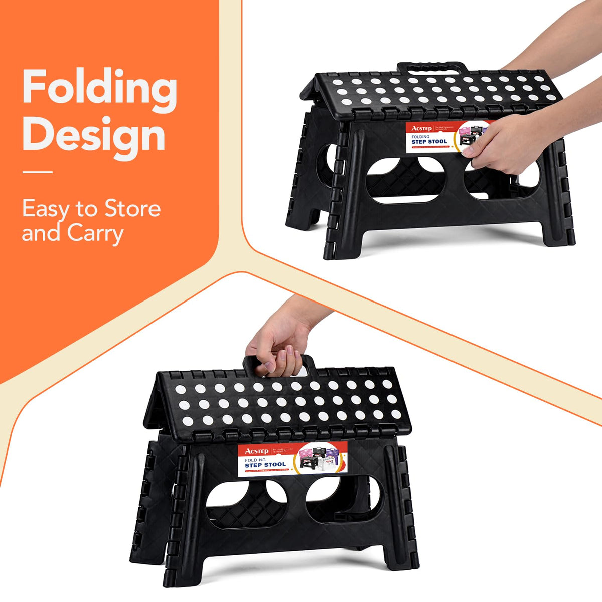 ACSTEP anti-slip feet with rubber straps prevent slipping on floors.
